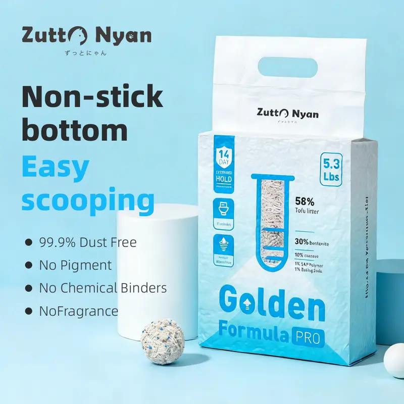 ZuttoNyan 5-in-1 Tofu Mixed Cat Litter,Fast Clumping,Dust Free,Low Tracking,Odor free,Flushable