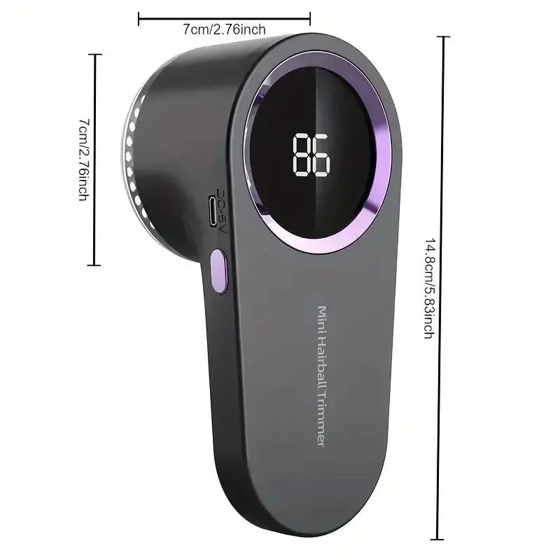 USB Rechargeable Fabric Shaver with LED Display - Stainless Steel Precision Cutter, High Speed Electric Lint Remover, Compact Portable Pill Remover for Clothes, Sweaters, Eco-Friendly, 2.6"D X 2.64"W X 5.75"H, Bedding, Adjustable Blade Heights