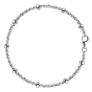 Sparkle Saturn Style Chain Anklet In Sterling Silver