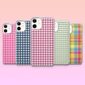 Pastel Plaid Gingham Phone Case | Cute Aesthetic Case Cover