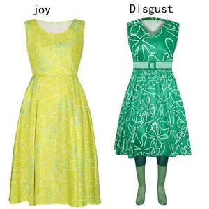 Movie Joy Disgust Cosplay Costume for Women Dress Halloween Costume Joy Disgust Outfits for Women Role Play