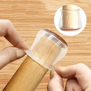 Clear Chair Leg Cover, 12pcs Non-slip Chair Leg Protector, Wood Furniture Leg Cover for Sofa Bed Cupboard Table