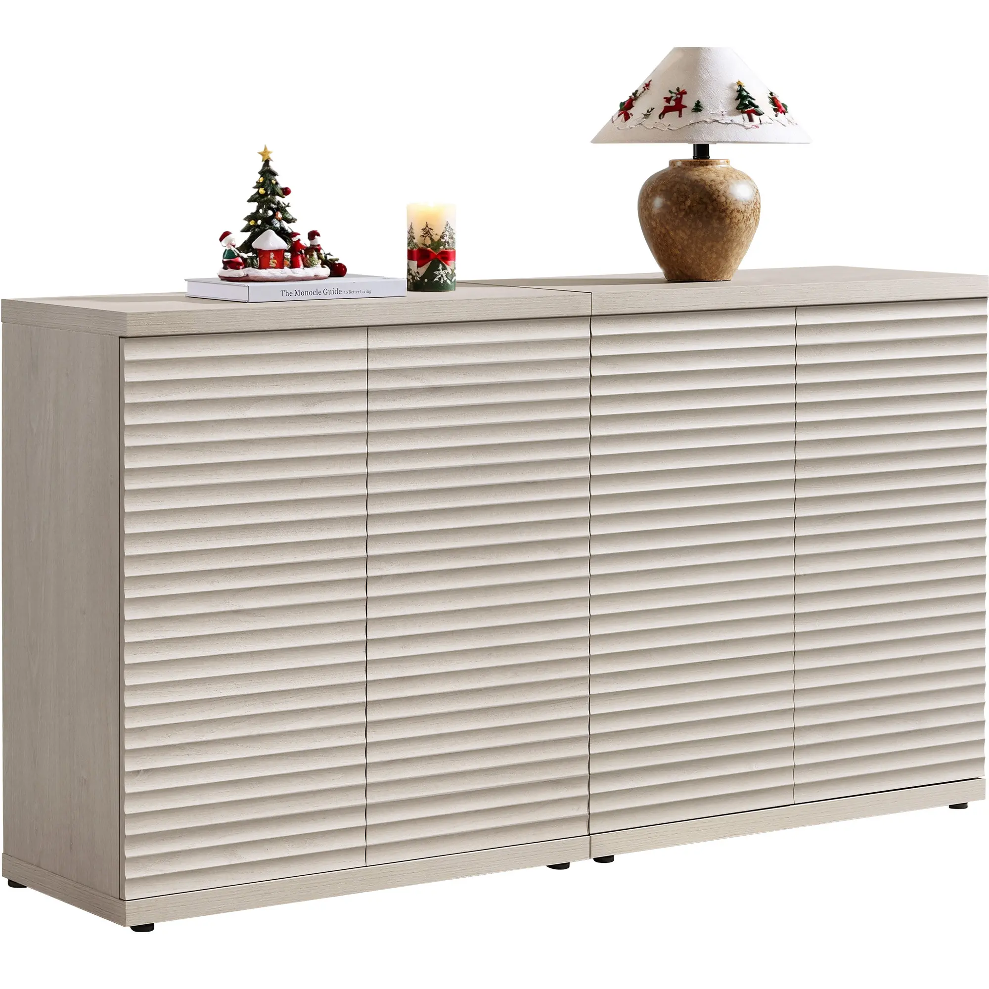 SICOTAS Buffet Cabinet with Storage Accent Sideboard Modern Credenza with Doors & Shelves Fluted Media Console Mid Century Coffee Bar Table for Living Room Kitchen Dining Room Hallway