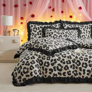 Leopard print duvet cover set (2/3 counts), Decorative duvet cover, breathable and comfortable bedding, no filling, includes matching pillowcases, suitable as a holiday or birthday gift for all seasons