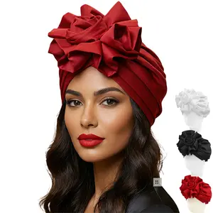 Rose Turban Head Wrap for Women | Elegant Satin Hair Cover One Size Elastic Headscarf Stylish African Turban Hat