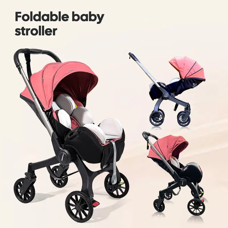 Newborn Lightweight Foldable Portable Push Stroller with Adjustable Handle, 2-Way Push Functionality, Travel-Friendly Baby Carriage