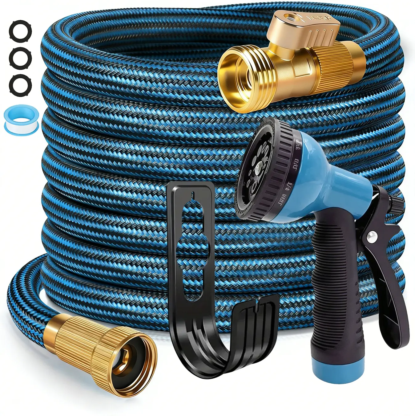 100ft/75ft/50ft/25ft/15ft Garden Hose With 8-Function High-Pressure Spray Nozzle,Lightweight,Non-Expandable Water Hose For Yard,Lawn,Car Wash & Outdoor Use,Water Hose