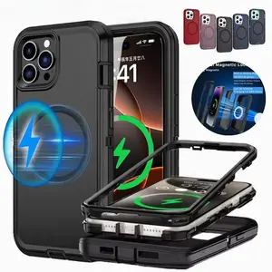 WWH For Magsafe Armor Shockproof Defender Phone Cases For iPhone 17 16 15 14 13 Pro Max Plus Air Case Heavy Duty Protector Cover