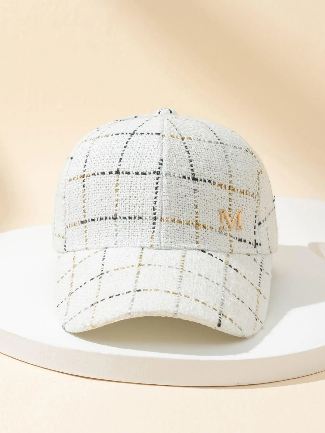 Plaid Pattern Baseball Cap, Casual Trendy Hat, Casual Letter Label Design Baseball Cap for Men & Women, Street Style Outdoor Sun Protection Cap for Daily Wear, Adjustable Snapback Cap