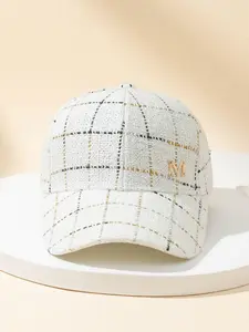 Plaid Pattern Baseball Cap, Casual Sportive Letter Label Design Baseball Cap for Men & Women, Street Style Outdoor Sun Protection Cap for Daily Wear, Fashion Clothes Accessories, Premium Headwear, Adjustable Snapback Cap, Snapback Hat, Premium Caps