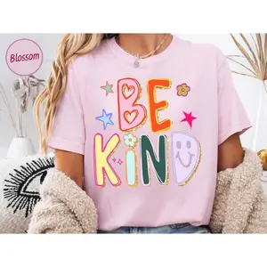 Be Kind T-Shirt: Hand Drawn Motivational Tee Casual Solid