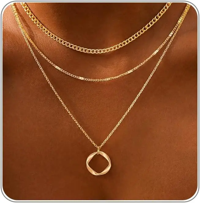 3Pcs Layered Gold Necklaces for Women Gold Necklace Stack Jewelry Set