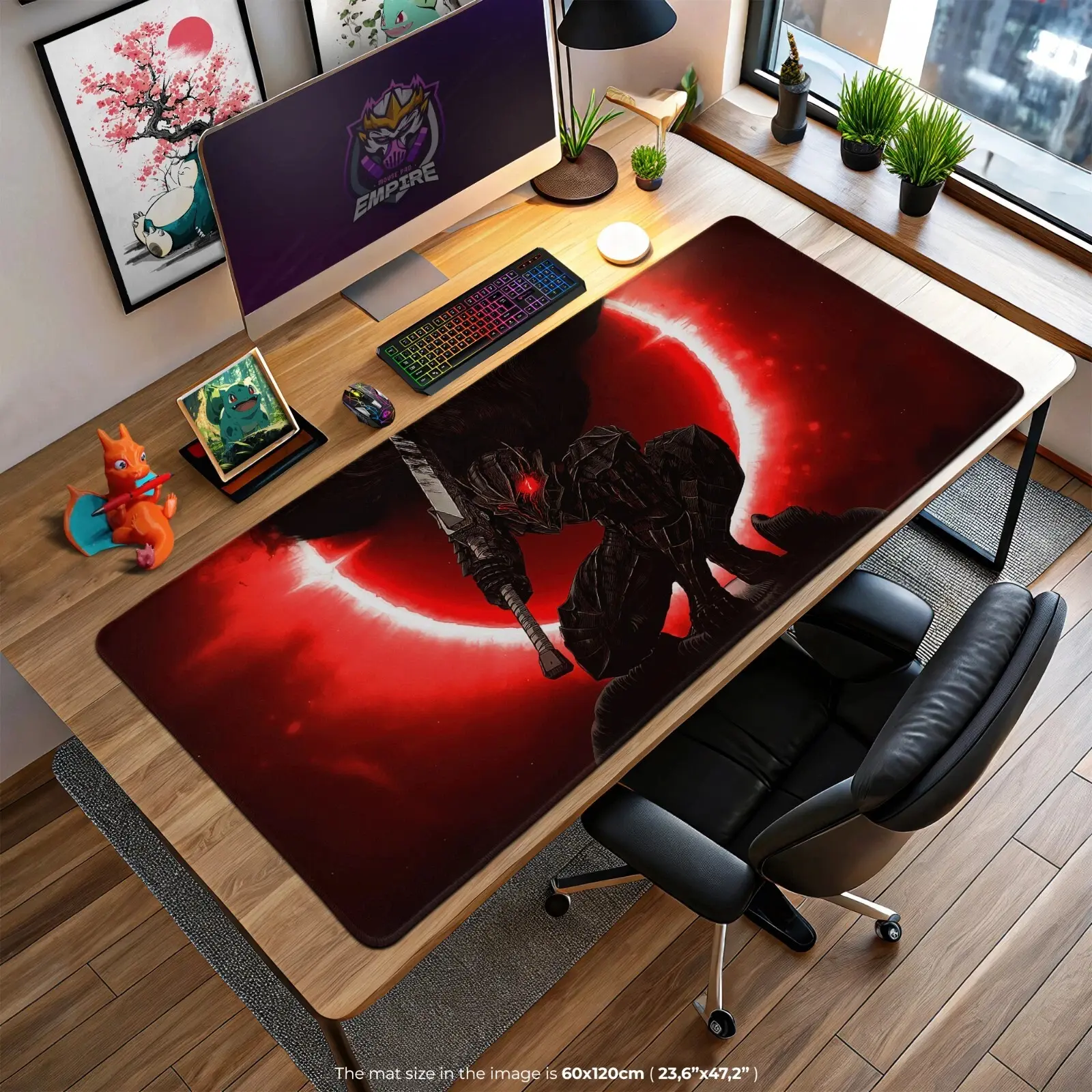 Berserk Guts Black Swordsman Eclipse Desk Mat - Anime Gaming Mouse Pad