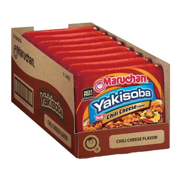 Chili Cheese Blend Flavor Halal Certified Stir-Fried Japanese Instant Ramen Noodles, High Protein Microwavable Pantry Meal - 3.86 Oz (8 Packs)