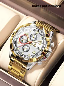 Poedagar Men's Casual Luxury Watch Stainless Steel Anti Light Waterproof Watch Chronometer Date Quartz Analog Watch Fashion Men's Watch Suitable for Gift Giving