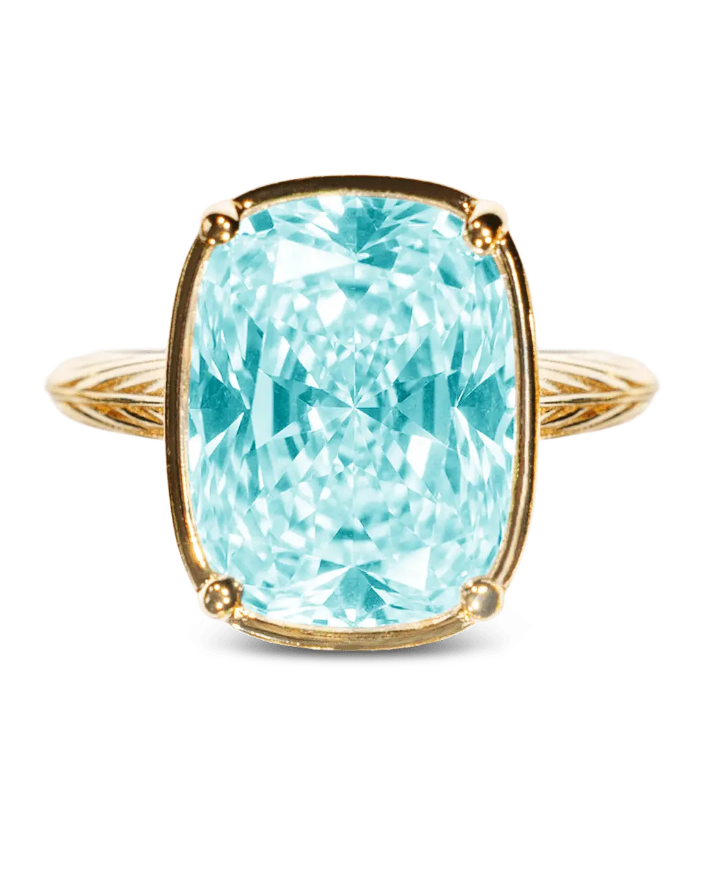 Sterling Silver Elongated Cushion Aquamarine CZ Cocktail Ring