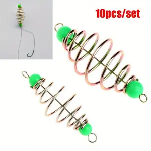10 piece set of fishing bait cage, stainless steel spring bait device, carp fishing accessories