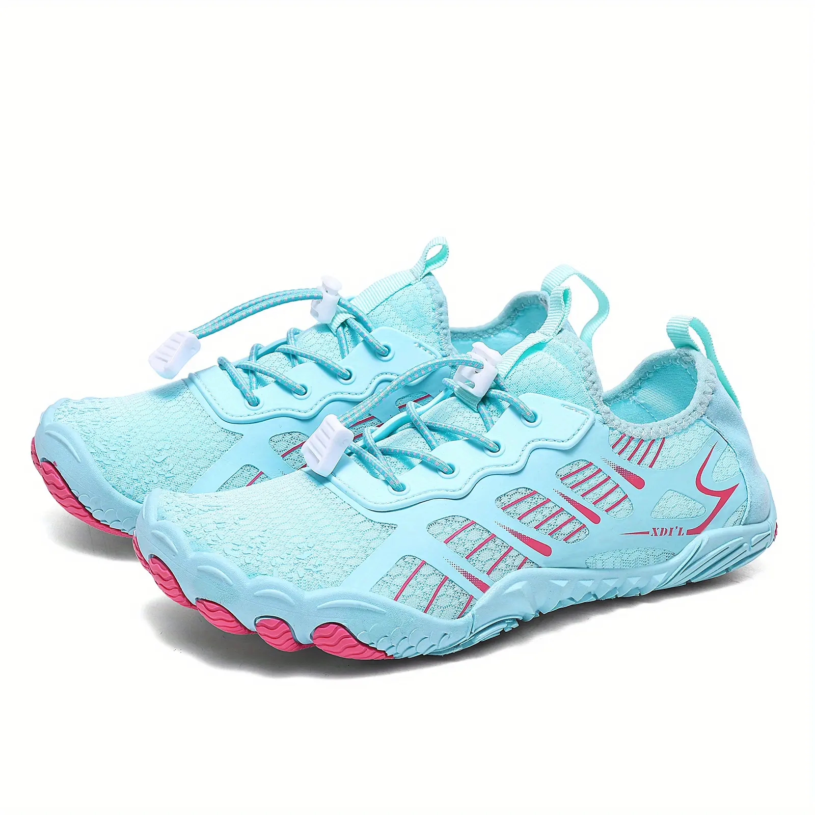 Women's Lightweight Quick-Drying Water Shoes - Breathable Non-Slip Water Socks for Beach, Surfing, Swimming, Fishing and Yoga | Pink with Blue Accessories, Summer Sneakers, Beach Shoes