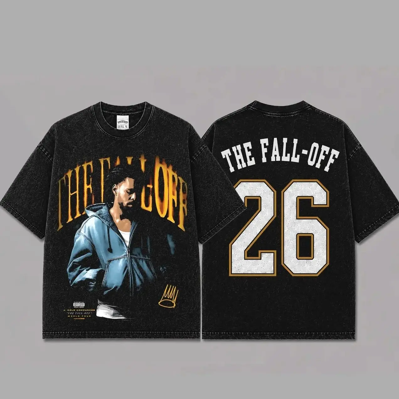 J.Cole The Fall Off 2026 Acid Washed Unisex Oversized Premium Cotton T-Shirt, Vintage Music Merch T-Shirt, Music Rap Style, New Album Gift For Fans