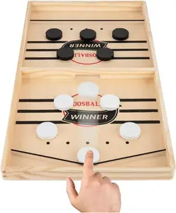 Fast-paced, slingshot hockey game for stress relief - a fast-paced, super-advanced tabletop soccer game with a wooden air hockey board - guaranteed to make family game nights or gatherings with friends fun.