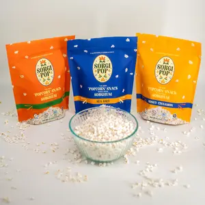 SorgiPop 4 Bag Bundle - 2 Sea Salt, 1 Pizza, 1 Honey Cinnamon Popcorn Snack with No Hard Kernels & Clean Ingredients