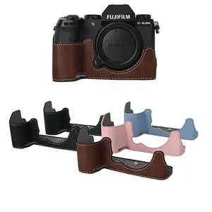 Magnetic PU Leather Camera Half Case for Fujifilm XS20 Fuji X-S20 Litchi Skin Bottom Opening Cover