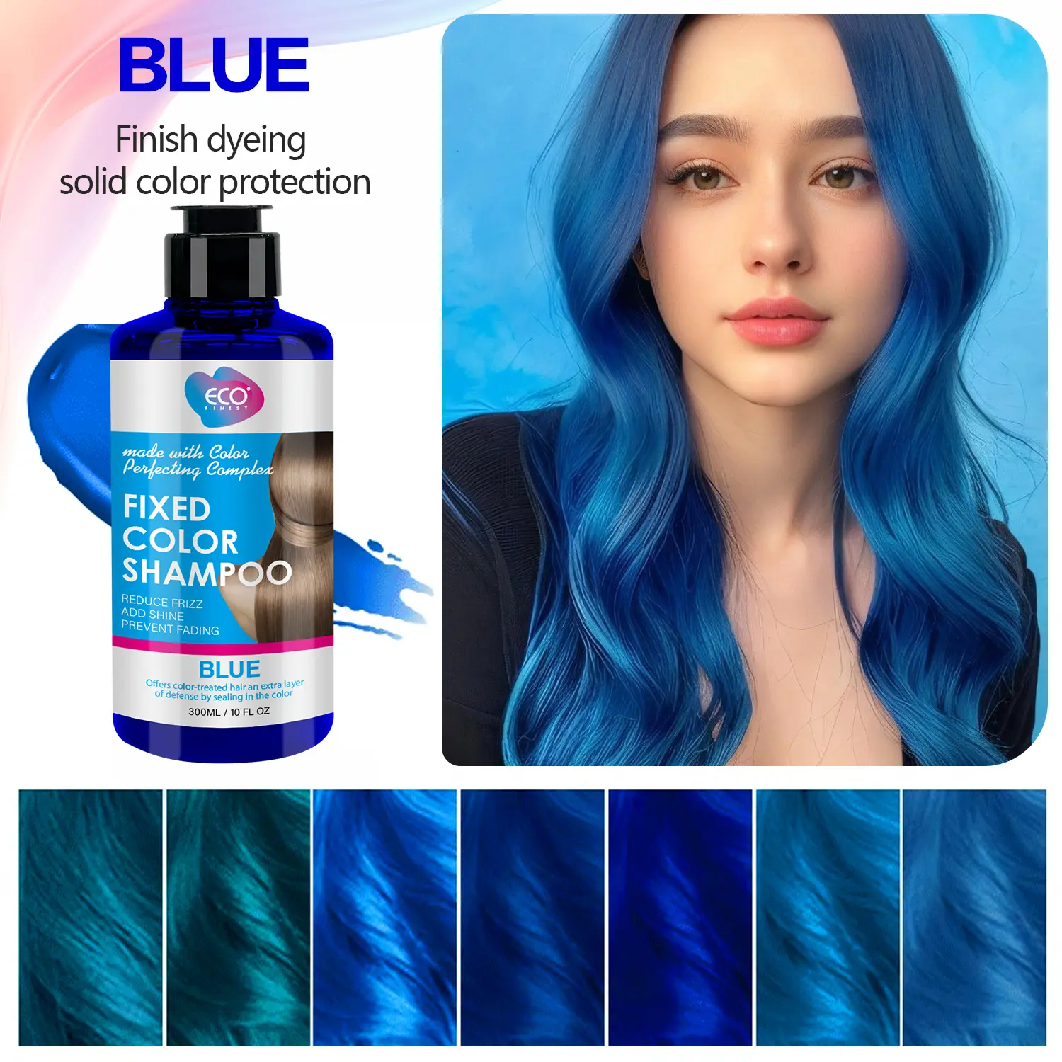 Blue Toning Shampoo for Blonde, Bleached & Silver Hair, Anti-Brassiness Formula to Neutralize Yellow Tones, Fruity Scented Color Protection Gel with Coconut Oil, 300ml, Dyed