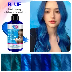 ECO Fruit-Scented Fixed Color Shampoo 300ml/10.144 fl. oz, Suitable for Blonde, Silver, and Gray Hair - Anti-Brassiness Formula Removes Yellow and Brassy Tones from Dyed and Bleached Hair, Multicolor Range - Blue