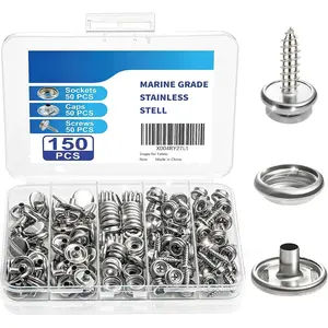 150 count Canvas Snap Fastener Tool Set,  Marine-Grade 3/8" Stainless Steel Snaps, Metal Snap Fastener Kit, Leather Repair Kit for , Canvas, Leather Goods, Tents, and Awnings