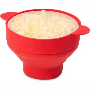 Microwave Popcorn Maker Bowl with Lid, Foldable Silicone Material, Oil-Free Popcorn Making, Reusable Healthy Snack Bowl for Home Cinema