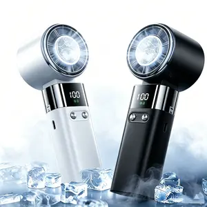 XJINGD Stay Cool All Day! 4-in-1 Handheld Turbo Fan | 29000 RPM, 100 Speeds, 12H Battery Life, 90° Rotation, USB Rechargeable Mini Fan. Suitable for travel, indooruse, and office desk usage.