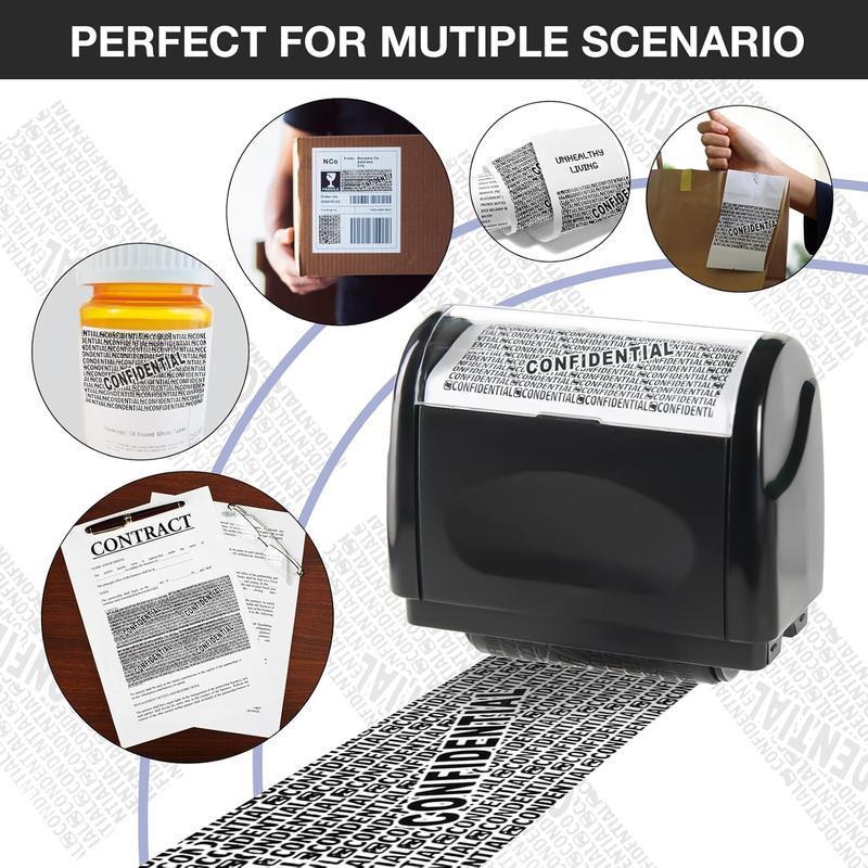 2 PACK-Privacy Protection Security Roller Stamp -Address & Billing Info Blocker, Home & Office MailingEssentials 100m Long-Lasting Roll