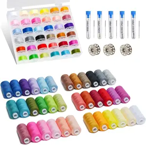 125 PCS Sewing Thread Assortment, 36 Colors 400yd Sewing Thread with Matched Bobbins, Plus 50 PCS Sewing Machine Needles for Home Sewing Machine