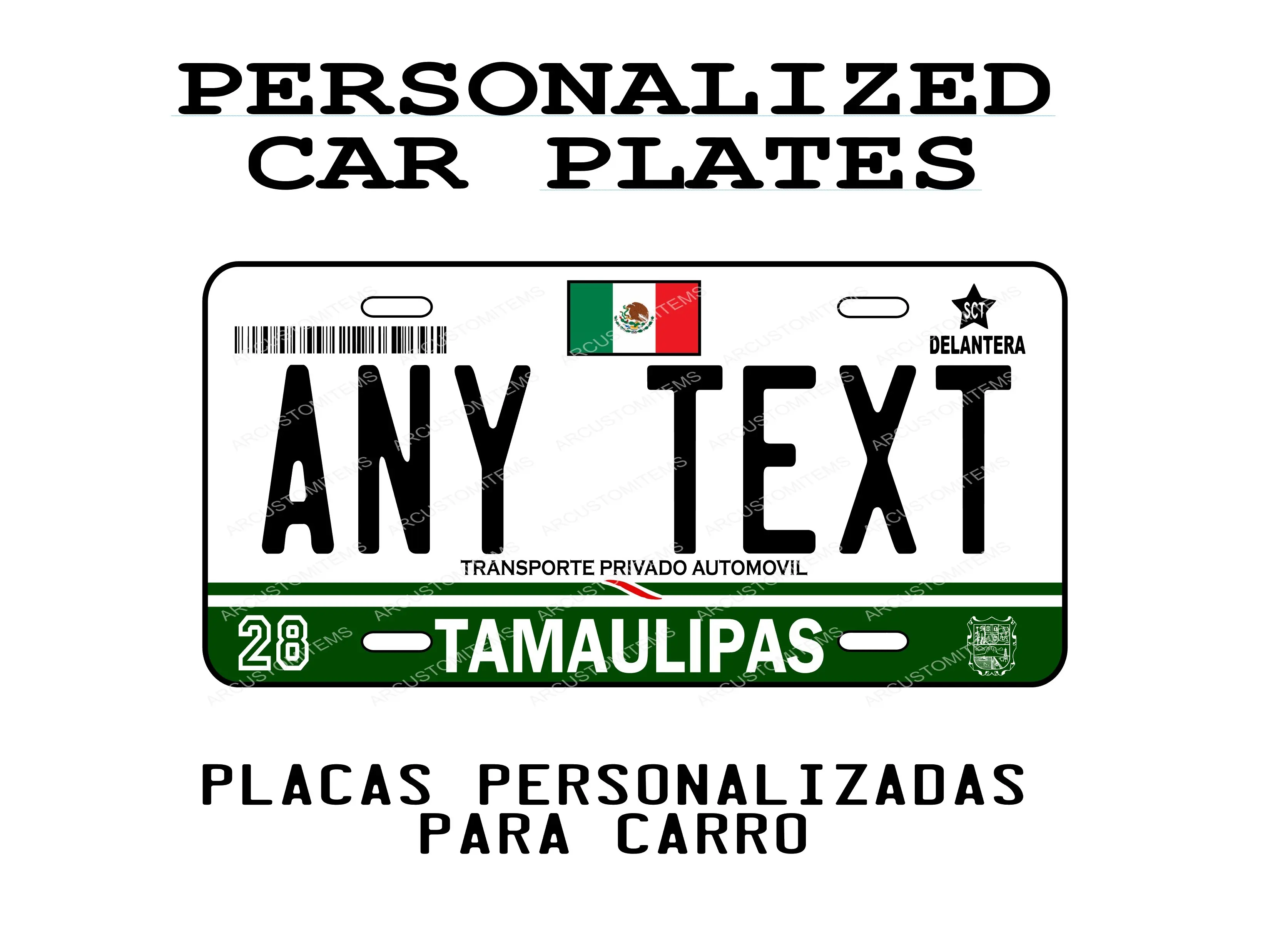 Personalized Tamaulipas Aluminum Car Plate - Decorative Novelty License Plate