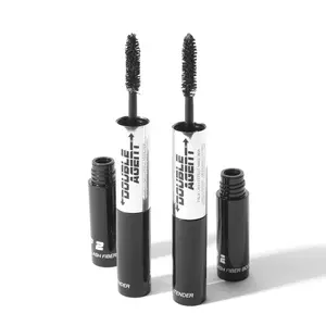 Palladio Double Agent Lash Extender Undercover Fiber Booster Mascara, Dual Lash System, Increase Eyelash Length & Volume, Jet Black - Faux