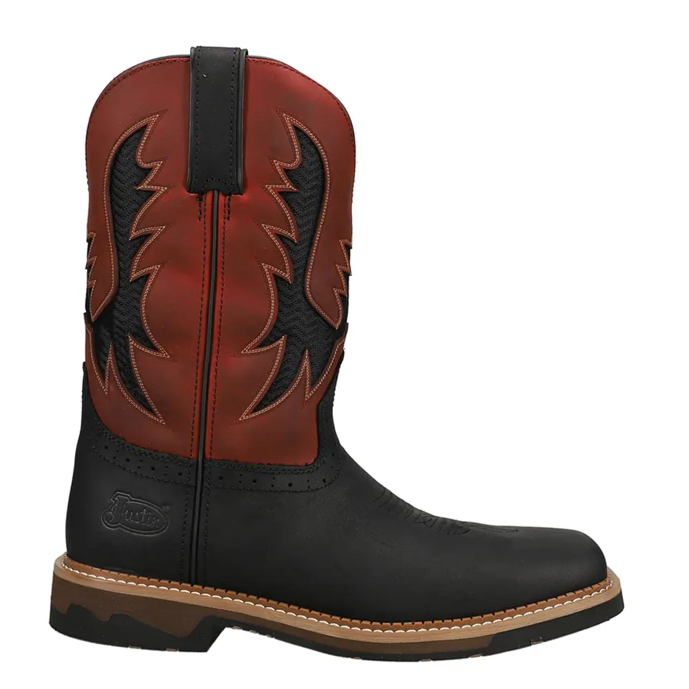 Justin Original Workboots Mens Bolt 11 Inch Electrical Hazard Soft Toe  Work/Duty - Black, Red