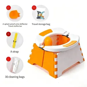 Foldable Travel Potty Training Seat for Kids, 30 Disposable Liners & Storage Bag Included, Non-Slip Universal Potty Chair for Indoor Outdoor Use, Toddler Toilet Seat for Boys Girls