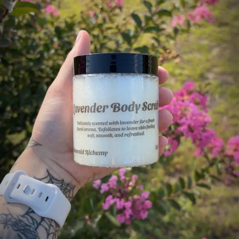 Lavender Sugar Body Scrub | Exfoliating & Moisturizing Sugar Scrub | Jojoba, Apricot, Avocado & Vitamin E | 8 oz