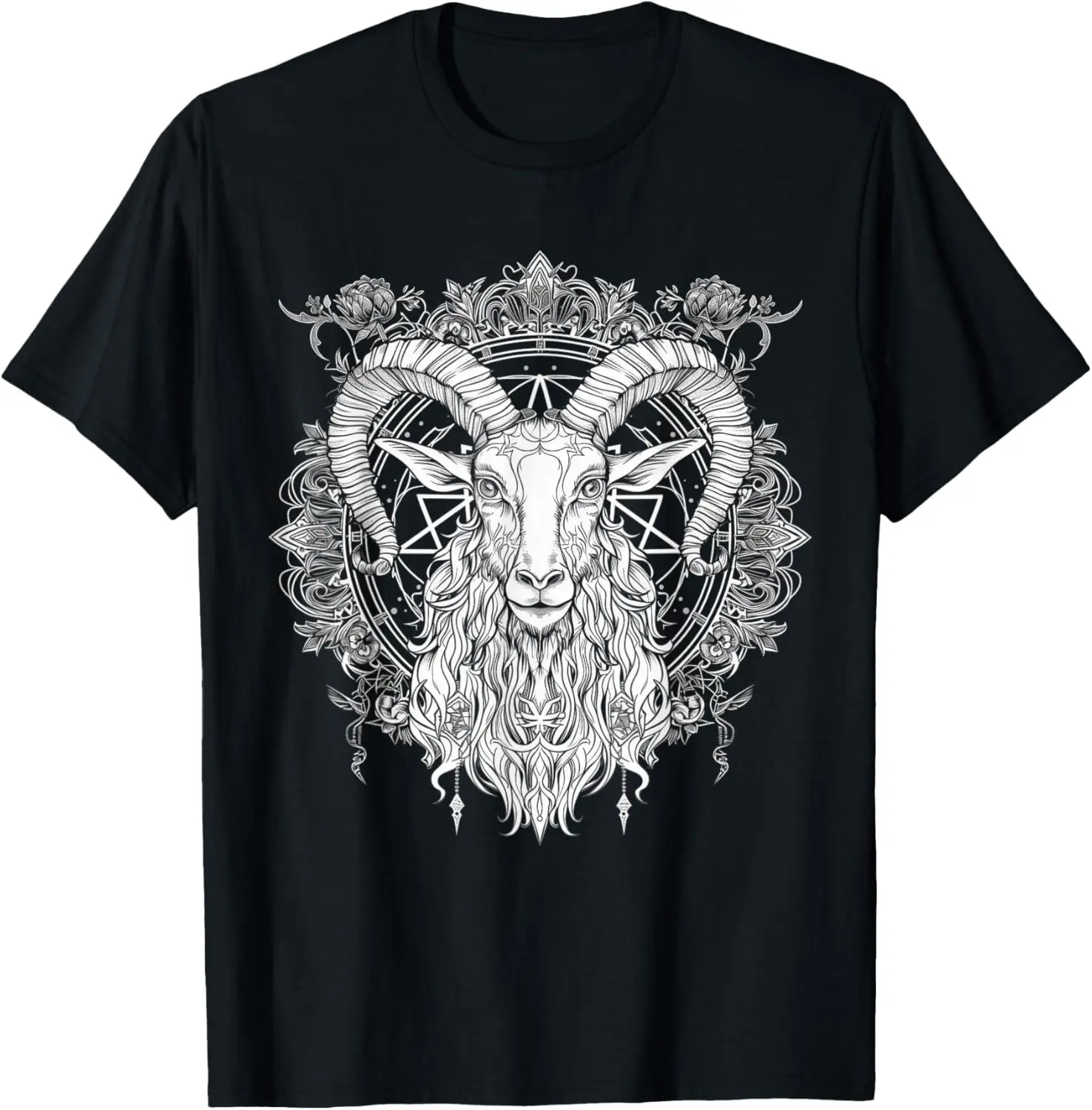 Men's Baphomet Graphic T-Shirt, Soft 100% Cotton Fabric, Short-Sleeve Round-Neck Streetwear Top for Casual Wear & Sports, Fashion, Natural, Menswear, Shortsleeve, Soft Cotton, Moisture Absorb, Print, Baphomet Print, Machine Washable