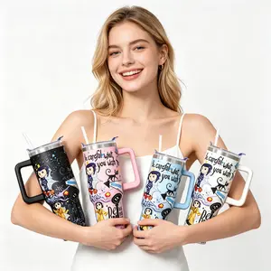 1pc 40oz Stainless Steel Tumbler with Lid & Straw, Coraline Dark Fantasy Style, Vacuum Insulated Thermal Cup, Keep Hot 12H / Cold 24H, Travel Mug, Insulated Water Bottle, Gift for Horror Aesthetic & Animation Enthusiasts