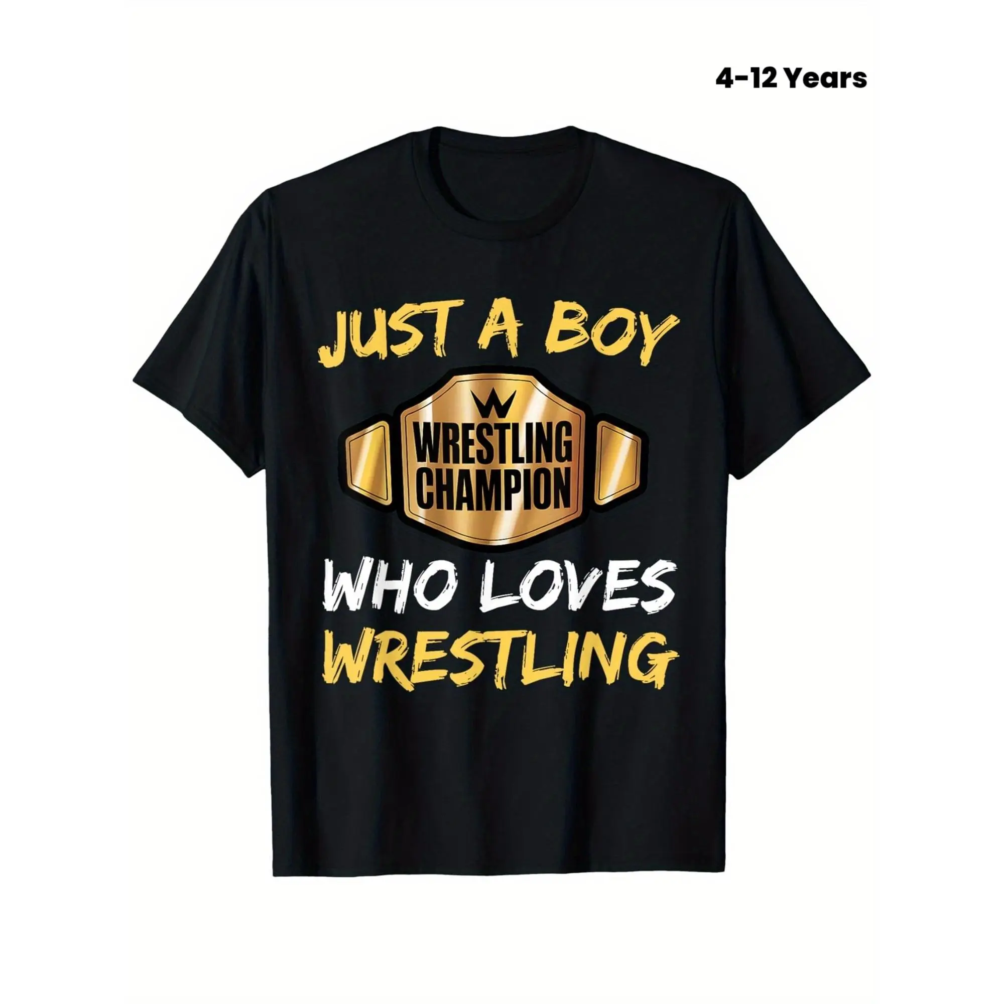 Boys' Funny Wrestler Short Sleeve Cotton T-Shirt - Funny Graphic Tees, Slight 100% Original Design, Casual Kids' Style, Ideal for Birthdays and Outdoor Gifting
