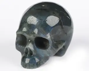 3.5" Labradorite Hand Carved Crystal Skull, Realistic, Crystal Healing