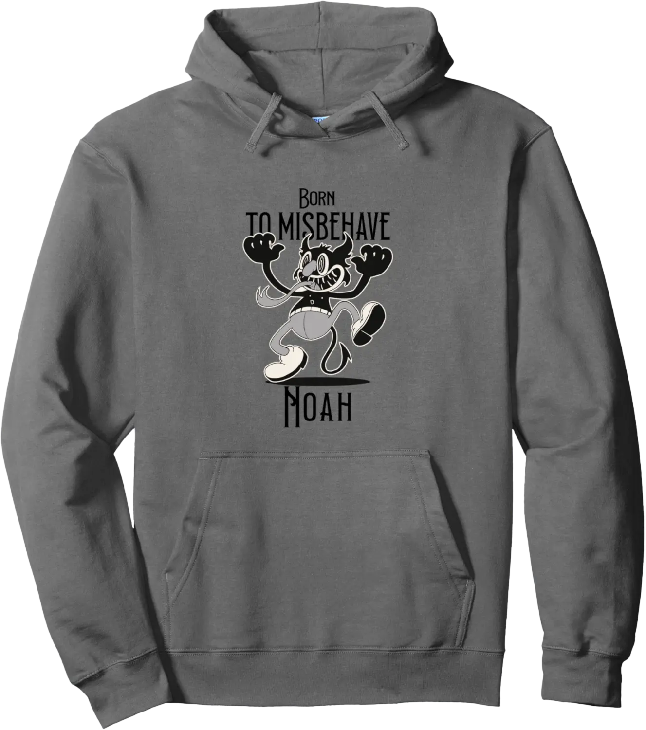 NOAH - Cool Boy Name with cute Devil - Born to Misbehave Pullover Hoodie - Williamze Shop 81B0FSXQYWLM