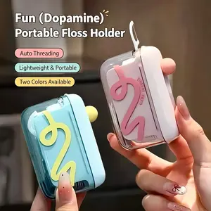 Dopamine Color Portable Dental Floss Dispenser, Automatic Pop‑Up Floss Pick Storage Case, Disposable Teeth Cleaning Floss Container for Home & Travel