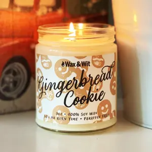 Wax & Wit Gingerbread Cookie Candle, Holiday Candles, Scented Candles for Home, Holiday Decor - 9oz Glass Jar, Cotton Wick