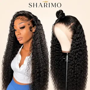 SHARIMO Burgundy Curly Lace Front Wig for Women,Black Deep Wave Wig,P4/27 Color Deep Wave, Red Wine Human Hair Look Wig with Natural Hairline, Pre-Styled Baby Hair, 13*4 Lace Frontal Wig