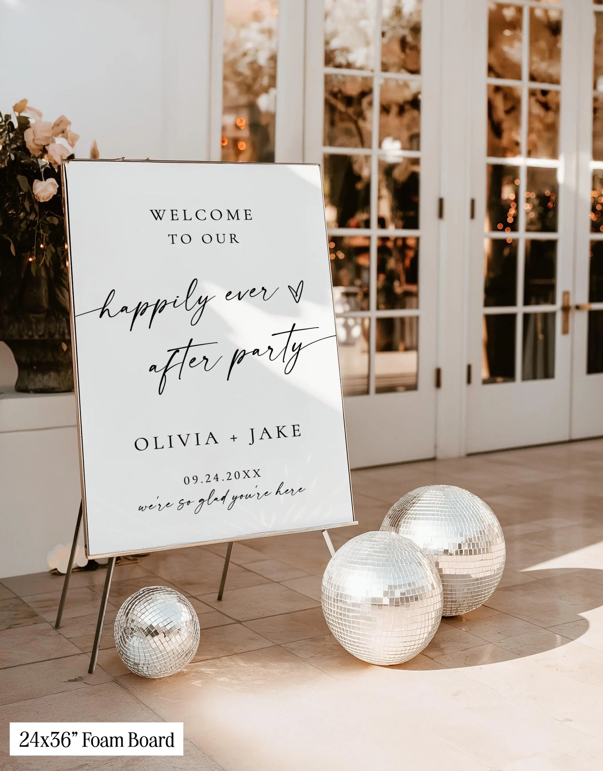 Personalized Wedding Welcome Sign, Happily Ever After Custom Name Reception Poster Print, 18x24 & 24x36 Wedding Decor