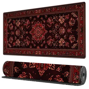 Extra Large Persian-style Bohemian Mouse Pad, 1 Count Rectangle Gaming Keyboard Desk Mat with Non-slip Base and Stitched Edges, Suitable for Home Office, Desk Accessories