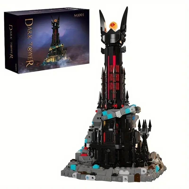 HEGOAI 1224-Piece Lord of the Rings Dark Tower Plastic Bricks Building Set, Magic Castle Architecture Kit with LED Lights, Battery-Free Diorama, Gift for 10-12 Years Olds & Adult Collectors