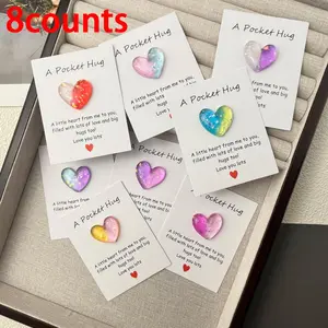 Colorful Heart Shaped Pocket Hug Card, 8 Counts/set Mini Pocket Hug Card, Gift Card for Friend & Family, Home Decor, Desktop Ornament